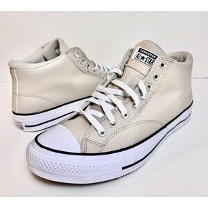 Converse Chuck Taylor Mens All Star Sneakers Size 12 Tan White Leather Mid Malen